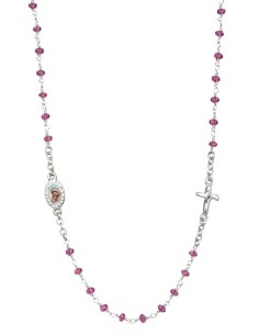 Crystal  Necklace with Crucifix with strass - Amethist - Metal Silver