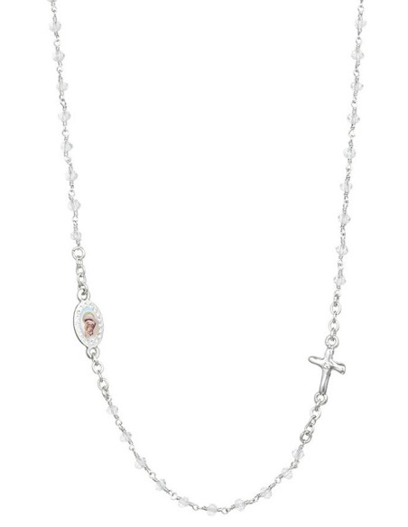 Crystal Necklace with Crucifix with strass - Clear Crystal - Metal Silver Crystal Necklace with Crucifix with strass - Clear Crystal - Metal Silver