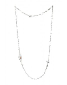 Crystal  Necklace with Crucifix with strass - Clear Crystal - Metal Silver