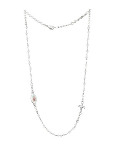 Crystal  Necklace with Crucifix with strass - Clear Crystal - Metal Silver