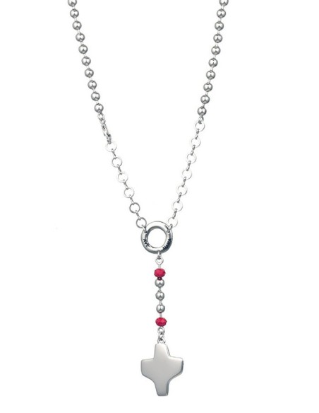 Silver metal Rosary Necklace with - Red Pater - Metal Silver Silver metal Rosary Necklace with - Red Pater - Metal Silver