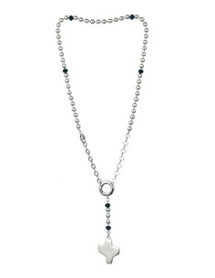 Silver metal Rosary Necklace - Black Paters