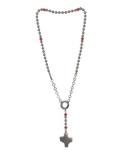 Dark metal Rosary Necklace - Red Paters Dark metal Rosary Necklace - Red Paters
