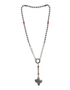 Dark metal Rosary Necklace - Red Paters