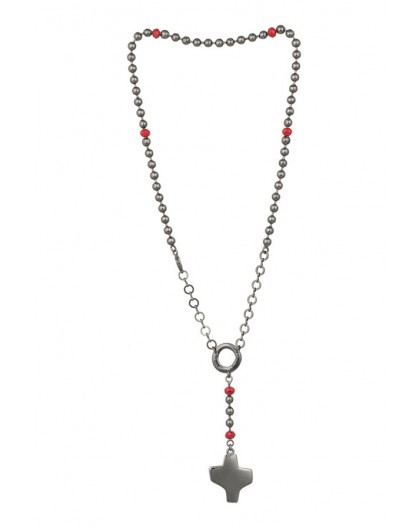 Dark metal Rosary Necklace - Red Paters
