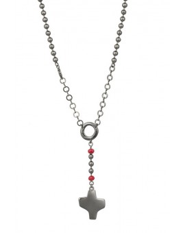 Dark metal Rosary Necklace - Red Paters