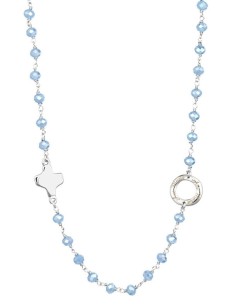 Crystal Necklace with Design Crucifix - Light Blue - Metal silver Crystal Necklace with Design Crucifix - Light Blue - Metal silver