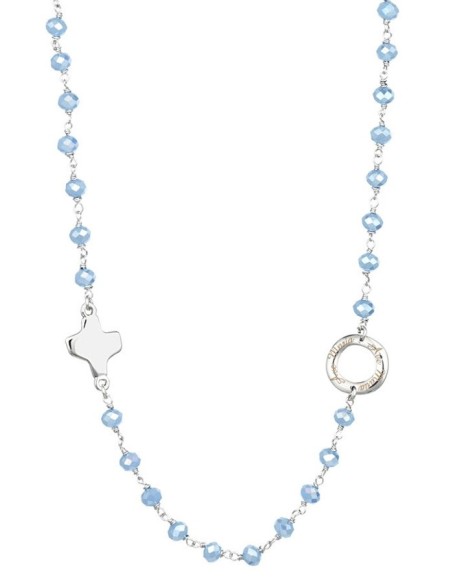 Crystal Necklace with Design Crucifix - Light Blue - Metal silver Crystal Necklace with Design Crucifix - Light Blue - Metal silver