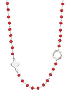 Crystal Necklace with Design Crucifix - Red - Metal silver Crystal Necklace with Design Crucifix - Red - Metal silver