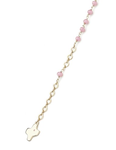 Crystal Bracelet - Pink - Metal Gold