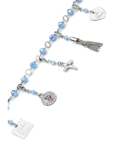 Charms Crystal Bracelet - Light Blue - Metal Gold