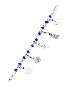 Charms Crystal Bracelet - Blue - Metal Silver Charms Crystal Bracelet - Blue - Metal Silver