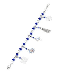 Charms Crystal Bracelet - Blue - Metal Silver