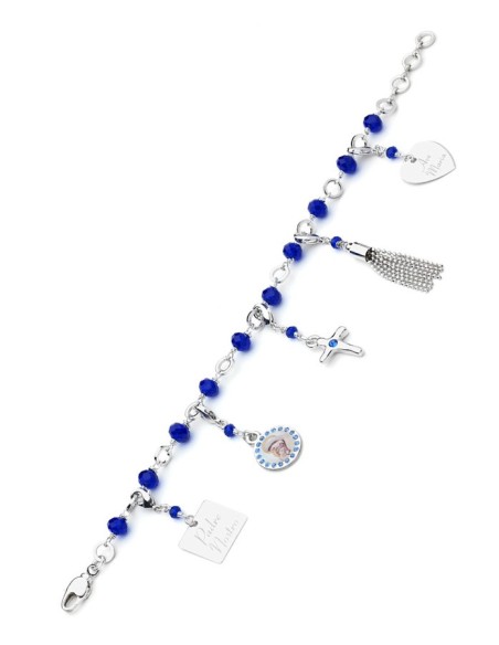 Charms Crystal Bracelet - Blue - Metal Silver