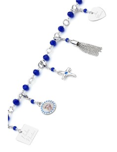 Charms Crystal Bracelet - Blue - Metal Silver Charms Crystal Bracelet - Blue - Metal Silver