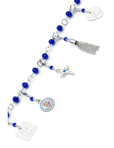 Charms Crystal Bracelet - Blue - Metal Silver