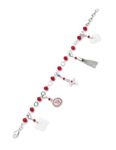 Charms Crystal Bracelet - Red - Metal Silver