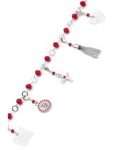 Charms Crystal Bracelet - Red - Metal Silver