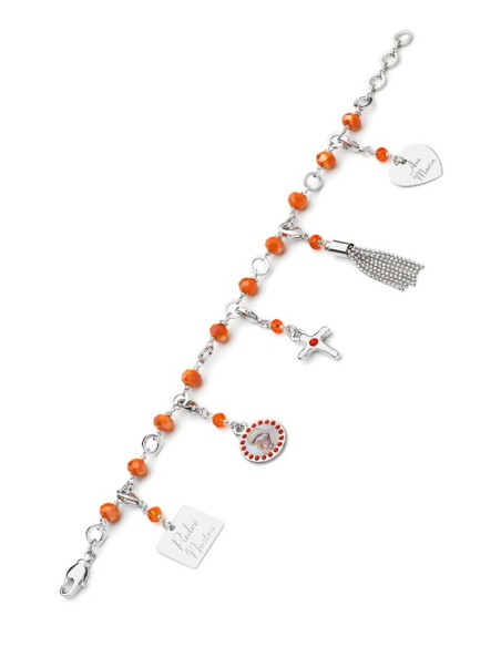 Charms Crystal Bracelet - Orange - Metal Silver