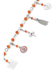 Charms Crystal Bracelet - Orange - Metal Silver Charms Crystal Bracelet - Orange - Metal Silver