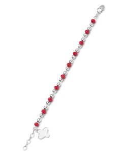 Crystal and Silver beads Bracelet - Red - Metal Silver Crystal and Silver beads Bracelet - Red - Metal Silver