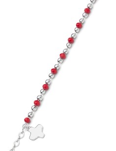 Crystal and Silver beads Bracelet - Red - Metal Silver Crystal and Silver beads Bracelet - Red - Metal Silver