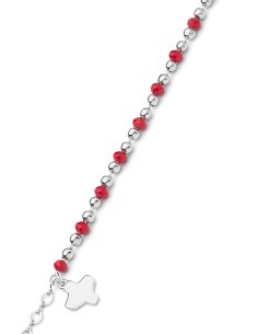 Crystal and Silver beads Bracelet - Red - Metal Silver