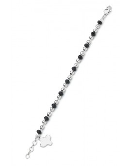 Crystal and Silver beads Bracelet - Black - Metal Silver