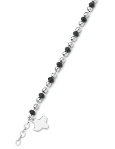 Crystal and Silver beads Bracelet - Black - Metal Silver Crystal and Silver beads Bracelet - Black - Metal Silver