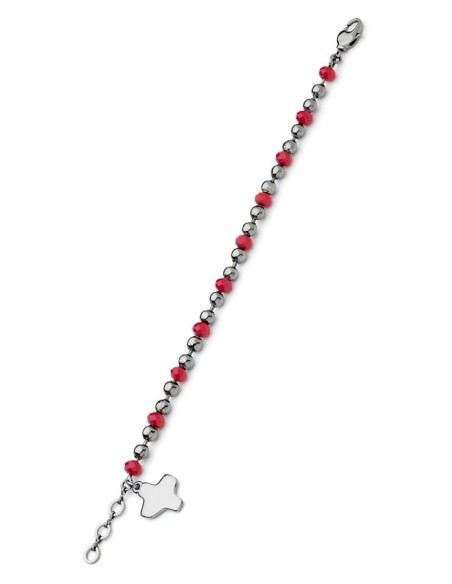 Crystal and dark metal beads Bracelet - Red Crystal and dark metal beads Bracelet - Red
