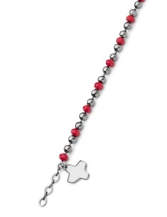 Crystal and dark metal beads Bracelet - Red