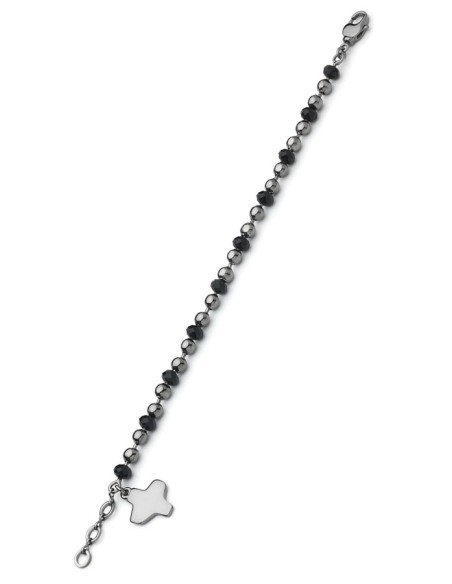 Crystal and dark metal beads Bracelet - Black Crystal and dark metal beads Bracelet - Black