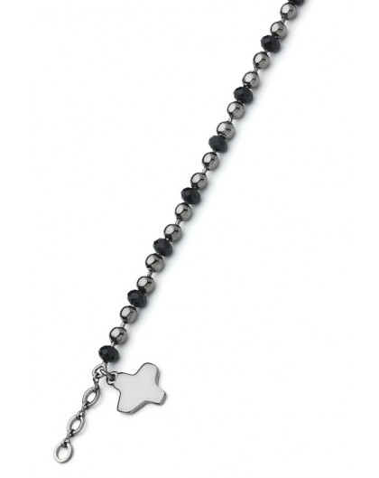 Crystal and dark metal beads Bracelet - Black