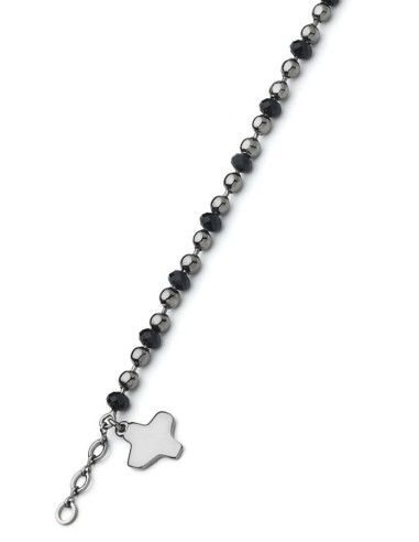 Crystal and dark metal beads Bracelet - Black