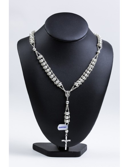 Double Chain All Silver Rosary Necklace Double Chain All Silver Rosary Necklace