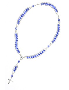 Double Chain Swarowski Blue Crystal Rosary Necklace Double Chain Swarowski Blue Crystal Rosary Necklace