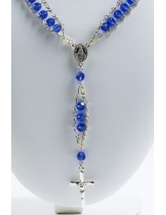 Double Chain Swarowski Blue Crystal Rosary Necklace Double Chain Swarowski Blue Crystal Rosary Necklace