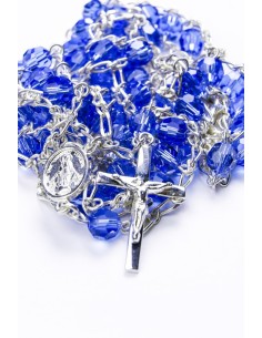 Double Chain Swarowski Blue Crystal Rosary Necklace Double Chain Swarowski Blue Crystal Rosary Necklace