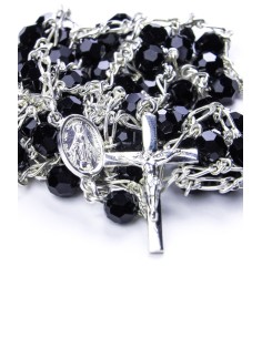 Double Chain Swarowski Black Crystal Rosary Necklace Double Chain Swarowski Black Crystal Rosary Necklace