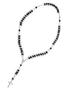 Double Chain Swarowski Black Crystal Rosary Necklace Double Chain Swarowski Black Crystal Rosary Necklace