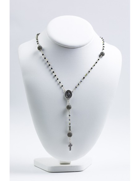Black Zircons Rosary Necklace Black Zircons Rosary Necklace