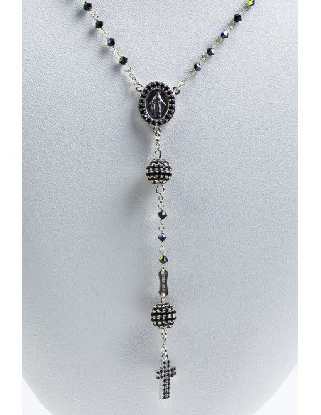 Black Zircons Rosary Necklace Black Zircons Rosary Necklace