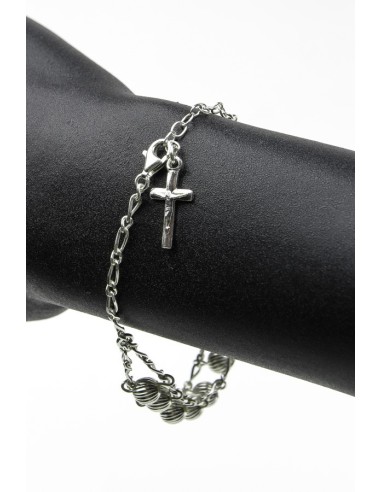 Double Chain All Silver Rosary Bracelet | Vatican Gift