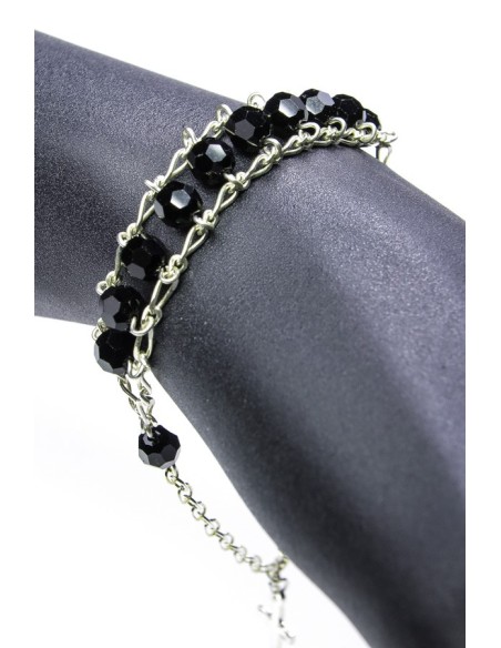 Double Chain Swarowski Black Crystal Rosary Bracelet Double Chain Swarowski Black Crystal Rosary Bracelet