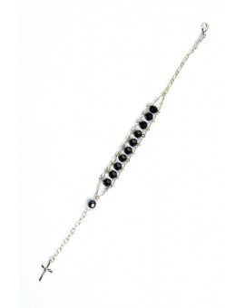 Double Chain Swarowski Black Crystal Rosary Bracelet
