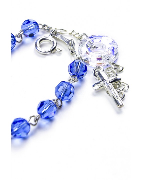 Swarovski Crystal Circle Rosary Bracelet Light Blue