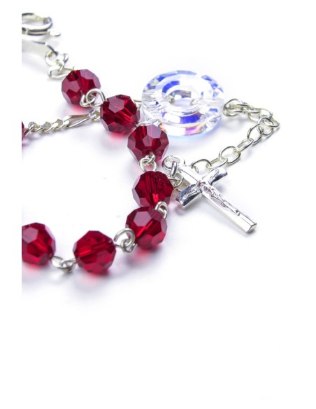 Swarovski Crystal Circle Rosary Bracelet Red