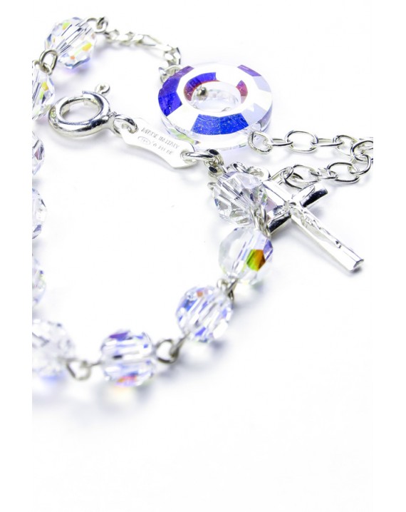 Swarovski Crystal Circle Rosary Bracelet Clear