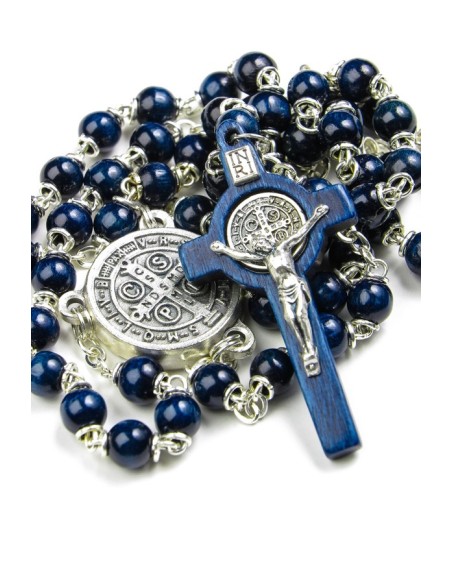 Blue on sale rosary necklace