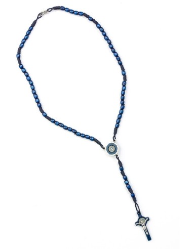 Blue rosary necklace hotsell